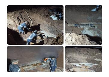 تعمیر لوله خط انتقال آب بدون قطعی آب در روستاهای حسن آباد