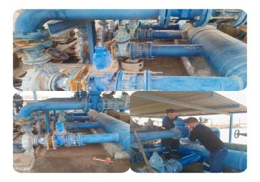 تعویض شیرآلات آب ورودی و خروجی در ایستگاه پمپاژ مخزن آب قیامدشت