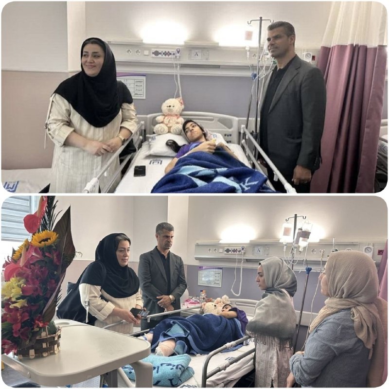 عیادت رئیس فدراسیون تکواندو از دختر تکواندوکار مجروح‌شده در حملات اسرائیل هادی ساعی افتخار المپیکی شهرری به‌همراه نایب‌…